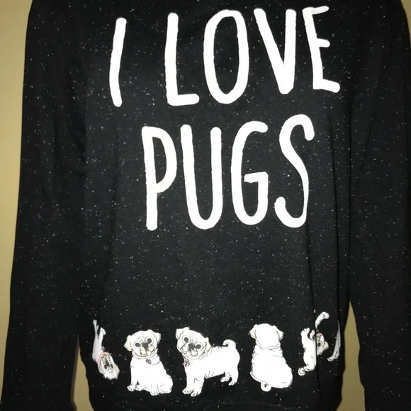 I LOVE PUGS!  Pug Dog Long Sleeve Shirt Top 🐾❤️ NWT NEW - Picture 2 of 4